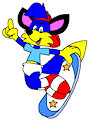 Alex the Fox on a Snowboard Pose by CartoonFoxArt2002