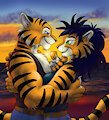 Tiger Romance At Sunset by tamiasthechipmunk