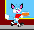 Julian the Fox Taking a Cake by CartoonFoxArt2002
