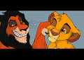 Scar pinching Simba's cheek by fuwwyfootpaws